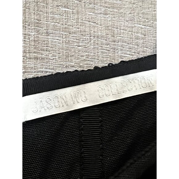 JASON WU COLLECTION Asymmetric navy cold-shoulder sequined chiffon maxi dress Si - Picture 5 of 12